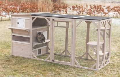 TRIXIE Outdoor Catio, Cat Enclosure with Roof, Large Cat Playpen with Platforms, Cat House, Cat Cage, Run