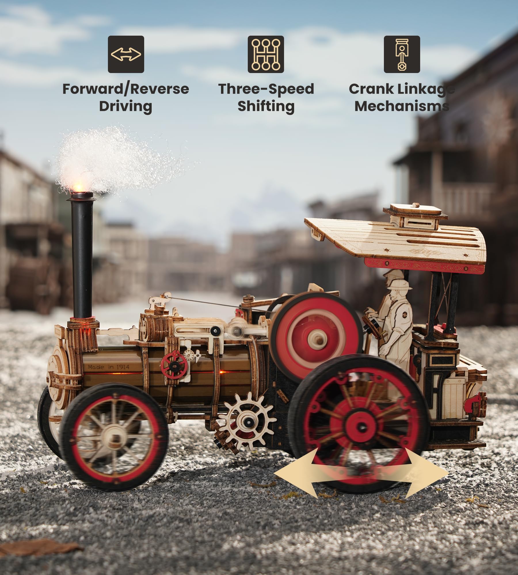 Wowood 3D Wooden Puzzles for Adults, Steam Locomotive Model Cars Kits for Adults, 3D Wood Puzzle Adult, Valentines Day Gift Model Building Kits, - WoodArtSupply