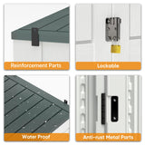 ZYJOYY 4.5 x 5.7 FT Outdoor Storage Shed, 59 Cuft Outside Waterproof Storage Cabinet, HDPE Resin Plastic 385 Gallon Outdoor Storage Container, Vertical Lockable Storage Shed, Light Grey ZYJOYY