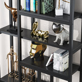 79-Inch Tribesigns 7-Tier Industrial Bookshelf with 10 Open Shelves in Black Tribesigns