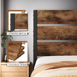 Lifezone Vintage Brown Queen Metal Bed Frame with Headboard, Footboard, and Under-Bed Storage Lifezone