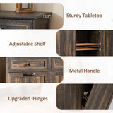 AHB 13 Gallon Tilt Out Trash Cabinet Free Standing Trash Bin Holder Recycling Cabinet with Hideaway Drawers, Pet Proof Garbage Can Cabinet for Kitchen Living Room, Rustic Brown AHB