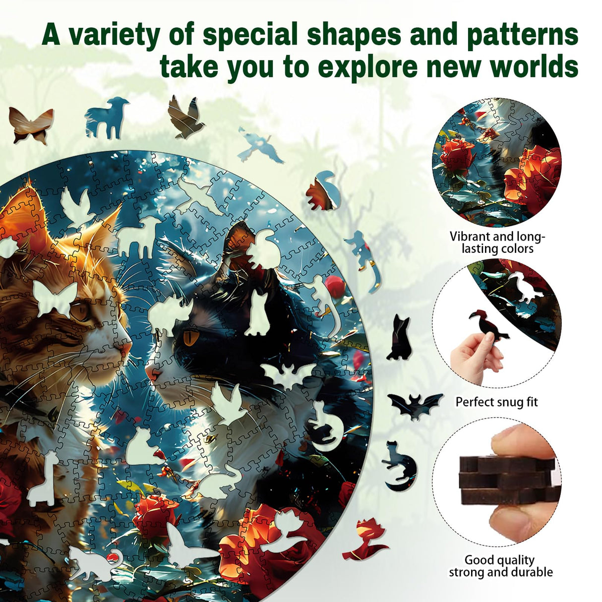 Wooden Puzzle for Adults, 200 Piece Irregular Animal Shaped Wooden Jigsaw Puzzles, Unique Puzzles for Adults, Creative Gift for Teenagers and Adults WHJSG