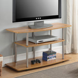 Convenience Concepts Designs2Go No Tools 3-Tier Stand Entertainment Center 46 Inches, Modern TV Mount with Shelves for Living Room, 42", Light Oak Convenience Concepts
