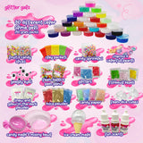 75-Pc Jumbo Mega Birthday Party Slime Favors Kit for Girls Ages 6 7 8 9 10, 11 and 12-30 DIY Slime Kit Soft, Color Slime Gels, Clear, Butter, Glitter, Crunchy, and Glow in Dark Slime Making Kits Glitter Galz