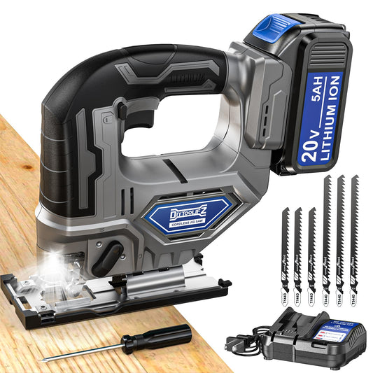 2024 New Cordless Jigsaw Tool Compatible with Dewalt 20V Battery, Brushless jigsaw tool with Variable Speed, 0°-45° Bevel Cuts, LED Light, 3-Position Orbital Action for Straight/Curve/Circle  - WoodArtSupply