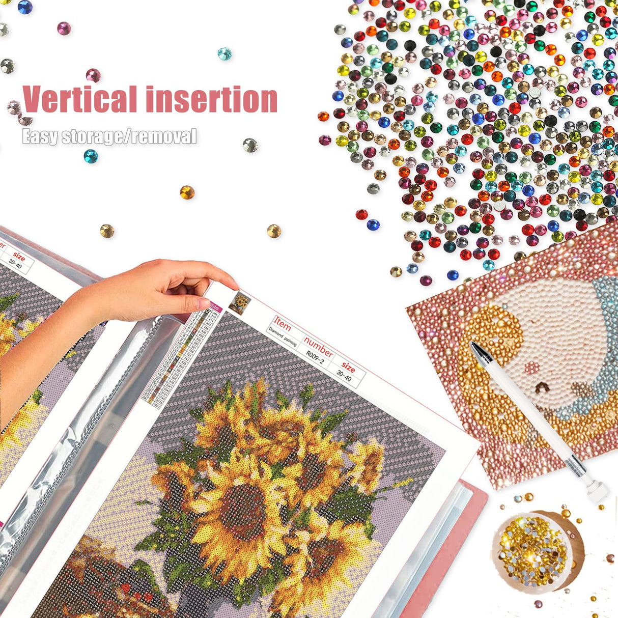 MUFEKUM 2 Pack A3 Storage Book for Diamond Painting, Handheld Diamond Art Portfolio Folder with 30 Pocket, Diamond Art Storage Book for 12”x16” Diamond Painting Photo Picture MUFEKUM