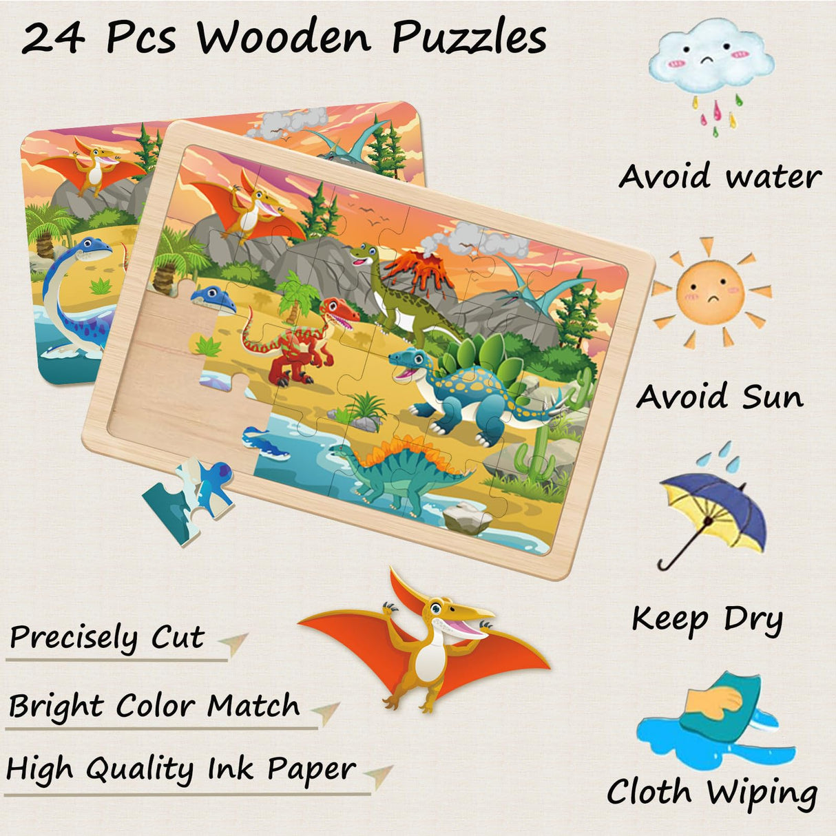 Puzzles for Kids Ages 4-6, 24 Pieces Wooden Puzzles for Toddlers Ages 3 4 5 6 7 8 Year Olds Puzzles Toys. Children Jigsaw Puzzles for Boys and Girls Gifts Educational Learning Toys Eirenke