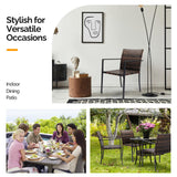 VINGLI Stackable Wicker Chairs Outdoor Dining Set of 4, All-Weather Patio Chairs for Garden, Porch, Deck, Fire Pit - Brown, 350 lbs Capacity VINGLI