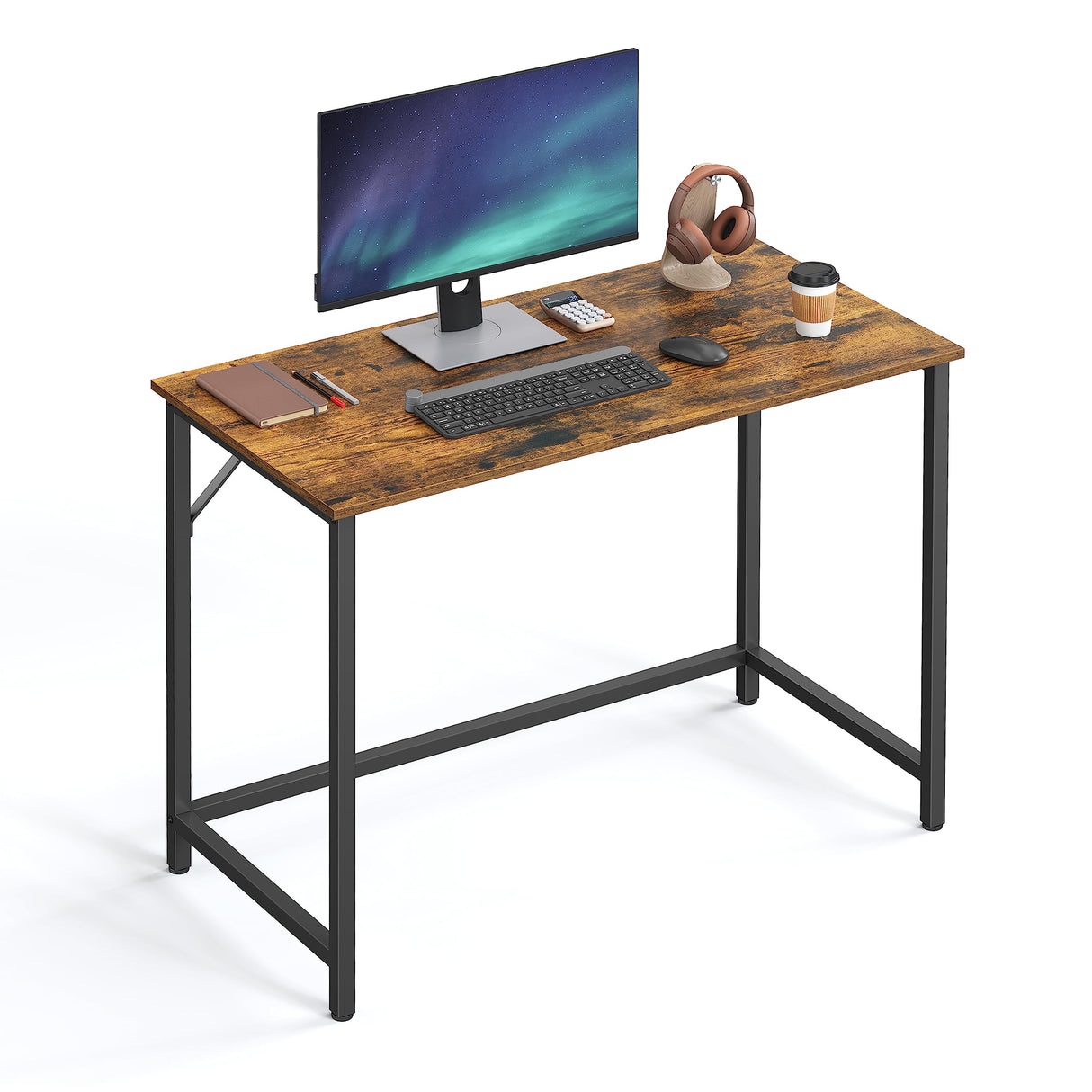 VASAGLE Computer Desk, Gaming Desk, Home Office Desk, for Small Spaces, 19.7 x 39.4 x 29.5 Inches, Industrial Style, Metal Frame, Rustic Brown and Black ULWD41X VASAGLE
