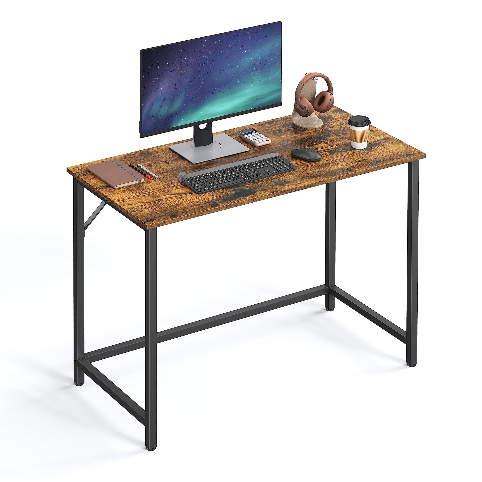 VASAGLE Computer Desk, Gaming Desk, Home Office Desk, for Small Spaces, 19.7 x 39.4 x 29.5 Inches, Industrial Style, Metal Frame, Rustic Brown and Black ULWD41X - WoodArtSupply