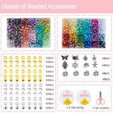 1300PCS 8mm Mixed Crackle Glass Beads for Bracelets Making with Accessories, 48 Colors Crystal Glass Beads Jewelry Making Kit, Round Beads for DIY Bracelet Crafts REVKI