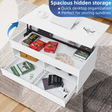 HOMMPA Lift Top Coffee Table with Storage LED Coffee Table Morden High Gloss Black Living Room 4 Tiers Modern Tea Table with Storage Center Tables Hidden Compartment & 2 Open Shelve & 2 Drawers HOMMPA