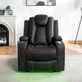 Naomi Home Chicago Recliner Chair in Black Air Leather – Modern Faux Leather Reclining Chair with Padded Armrests, Tufted Backrest, Push Back Mechanism – Living Room or Home Theater Seating Naomi Home