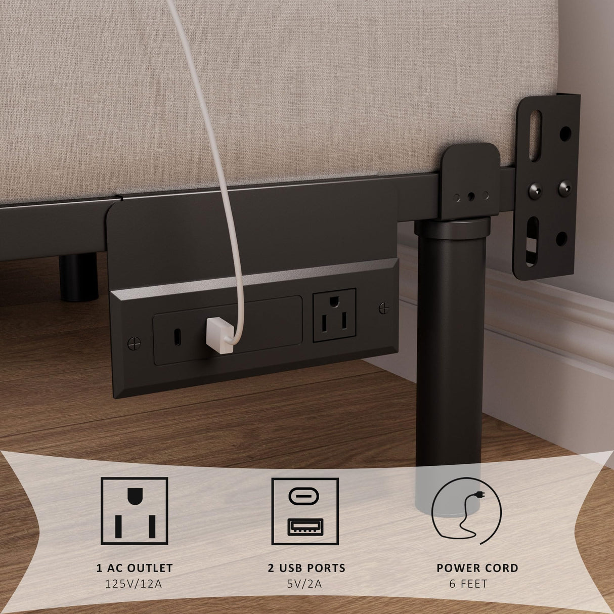 SHOANED Queen Size Bed Frame with LED, 7 Inch Metal Steel Bedframe for Box Spring and Mattress, Heavy Duty Basics Bed Base, Noise Free, Easy Assembly, Black, Adjustable SHOANED