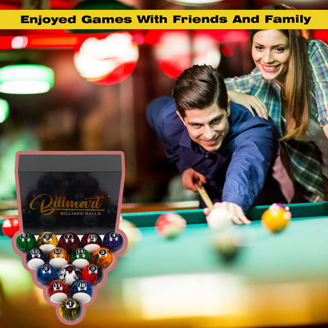 Billmart Billiard Balls Set 16 Pool Table Balls (Black Marble Premium) Billmart