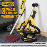 Drywall Sander, Electric Drywall Sander with Vacuum, Automatic Dust Removal, 7 Variable Speed, 900-1800RPM, 26’ Power Cord, Labor-Saving Handle and Patented Fixture for Ceiling Sanding, LED Light Gioventù