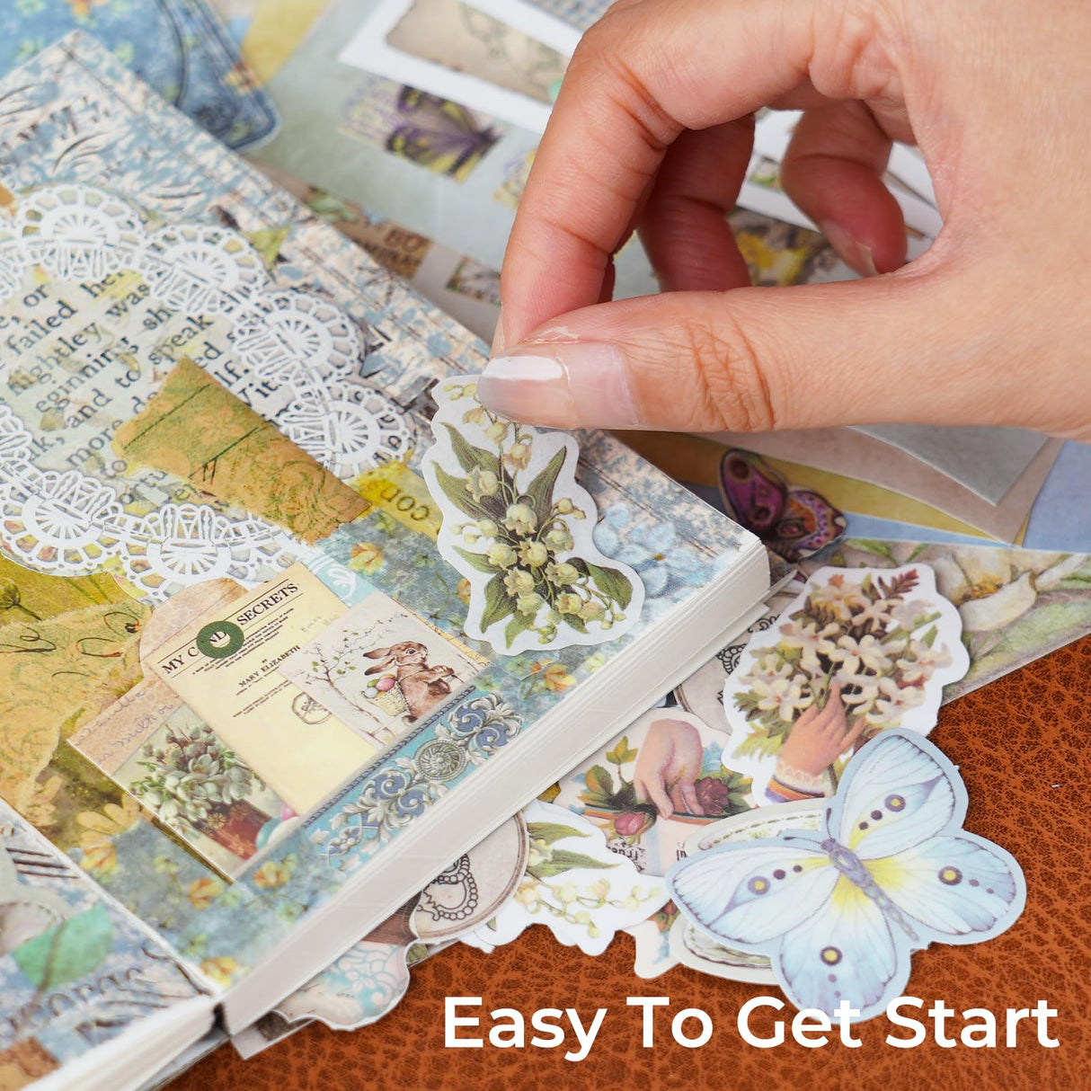 Funto Scrapbooking Kit (202 PCS), Vintage Collection-Wonderland, Perfect for Bullet Scrapbooking Materials, Planner DIY Arts Craft Collage Funto