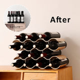 TRUDING Countertop Wine Rack - 14 Bottle Freestanding Wine Bottle Holder Stand - 4 Tier Wooden Wine Storage Rack - Wavy Wine Organizer for Cabinet Pantry Home Kitchen Bar TRUDING