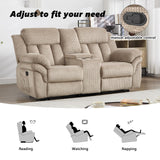 CANMOV Recliner Sofa Set, Manual Recliner Loveseat with Overstuffed Armrest for Living Room,Bedroom Furniture,Office,2 Seat Light Brown CANMOV