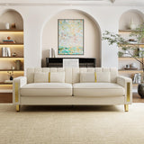 DOOSOODAA 2-Piece Loveseat Couch Set for Living Room, 86" Beige Velvet Sofa Couch with 4 Pillows & Gold Metal Legs, Modern Upholstered Sofa Set Love Seat Sectional Couches for Apartment Home Office DOOSOODAA