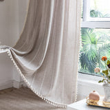 RoomTalks Country Farmhouse Cotton Polyester Curtains for Bedroom Living Room 63 Inch Length Light Filtering Boho Chic Cabin Rustic Window Curtain Panels with Tassels Striped Bohemian Draperies RoomTalks