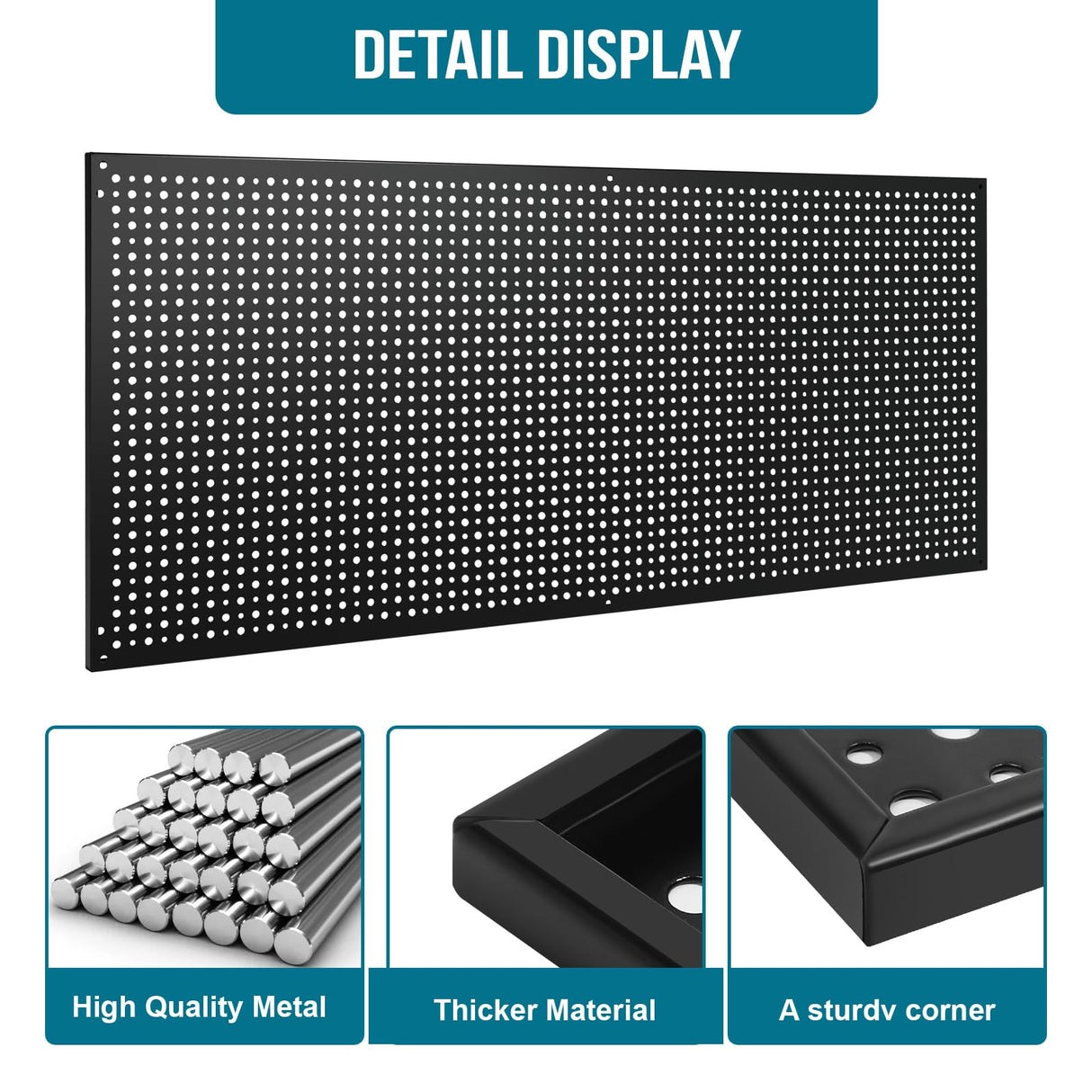Daanxw Peg Board, 3 Pack 16-Inch X 36-Inch Heavy Duty Steel Pegboard,Heavy Duty Black Pegboard for Walls, Garage, Workbench, Craft Room Tool Organization, Metal Pegboard Panels(Black) Daanxw