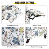 Consofa Upholstered Wingback Recliner Chair - Traditional Push Back Recliner Chair with Padded Seat, Fabric Floral Recliner Wingback Chair, Mid Century Modern Armchair for Living Room Consofa