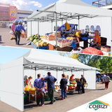 COBIZI 10x30 Pop Up Canopy Tent with Awning,Heavy Duty Canopy UPF 50+ All Season Wind Waterproof Commercial Outdoor Street Vendors Party Tents for Parties Canopy with Roller Bag(10 x 30 ft White) COBIZI