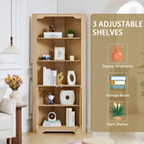 SUJOUCRAFT 70" H Tall Coner Storage Cabinet, Farmhouse Narrow Wood Coner Cabinet with Door & Adjustable Shelves, Home Pantry Hutch for Kitchen, Dining Living Room, Bathroom, Antique Dispaly (Natural) SUJOUCRAFT