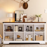 YITAHOME 8 Cube Storage Organizer Bookshelf, Horizontal Bookshelf Farmhouse Cubby Bookcase for Living Room, Bedroom, Home Office, White YITAHOME
