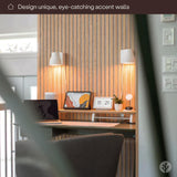 WVH Slatpanel Acoustic Wood Wall Panels (2 x 94.49” x 12.6”, Slatted Oak Veneer Gray Felt) Slatpanel