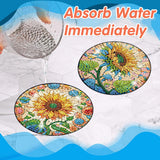 ijbnhd 8 PCS Sunflower Diamond Painting Coasters Sunflower Diamond Art Coasters with Holder DIY for Adults, 5D Diamond Crafts Supplies (Cork Wooden Pad) ijbnhd