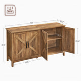 VASAGLE Buffet Storage Cabinet, 15.7" D x 59" W x 31.5" H Credenza Sideboard Table, Kitchen Cupboard with Adjustable Shelves for Living Room, Dining Room, Entryway, Rustic Walnut ULSC381T41 VASAGLE