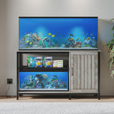Tatub 55-90 Gallon Aquarium Stand with Power Outlets, Large Fish Tank Stand with Cabinet for Accessories Storage, Heavy Duty Metal Fish Tank Table Suitable for Turtle, Reptile, 1000LBS Capacity Tatub