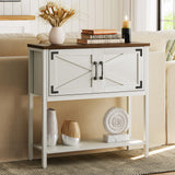 HOOBRO Entryway Table, 31.5'' Farmhouse Console Table with Storage, Sofa Table Behind Couch, for Entryway, Hallway, Foyer, White and Walnut WH85XG01 HOOBRO