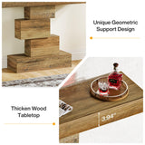 Tribesigns 42.5" Farmhouse Console Table, Narrow Wood Sofa Table Behind Couch with Geometric Base, Industrial Entryway Accent Table for Living Room, Hallway, Entrance (Light Brown) Tribesigns
