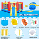 Yaheetech Inflatable Bounce House, 7-in-1 Oversize Bouncing Area w/Obstacle Arch & Slide & Basketball Game & Dart Game, Bounce House for Kids Aged 3-10 w/Storage Bag & 520W Blower Yaheetech