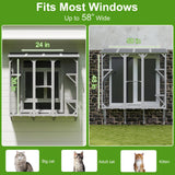 PetsCosset Cat Window Box,Wooden Window Catio for Indoor Cats,Expandable Outdoor Enclosure with 4 Platforms & 3 Doors,Secure Wall-Mounted Perch for Sunbathing, Play & Tunnel Connection,All-Weather Use PetsCosset