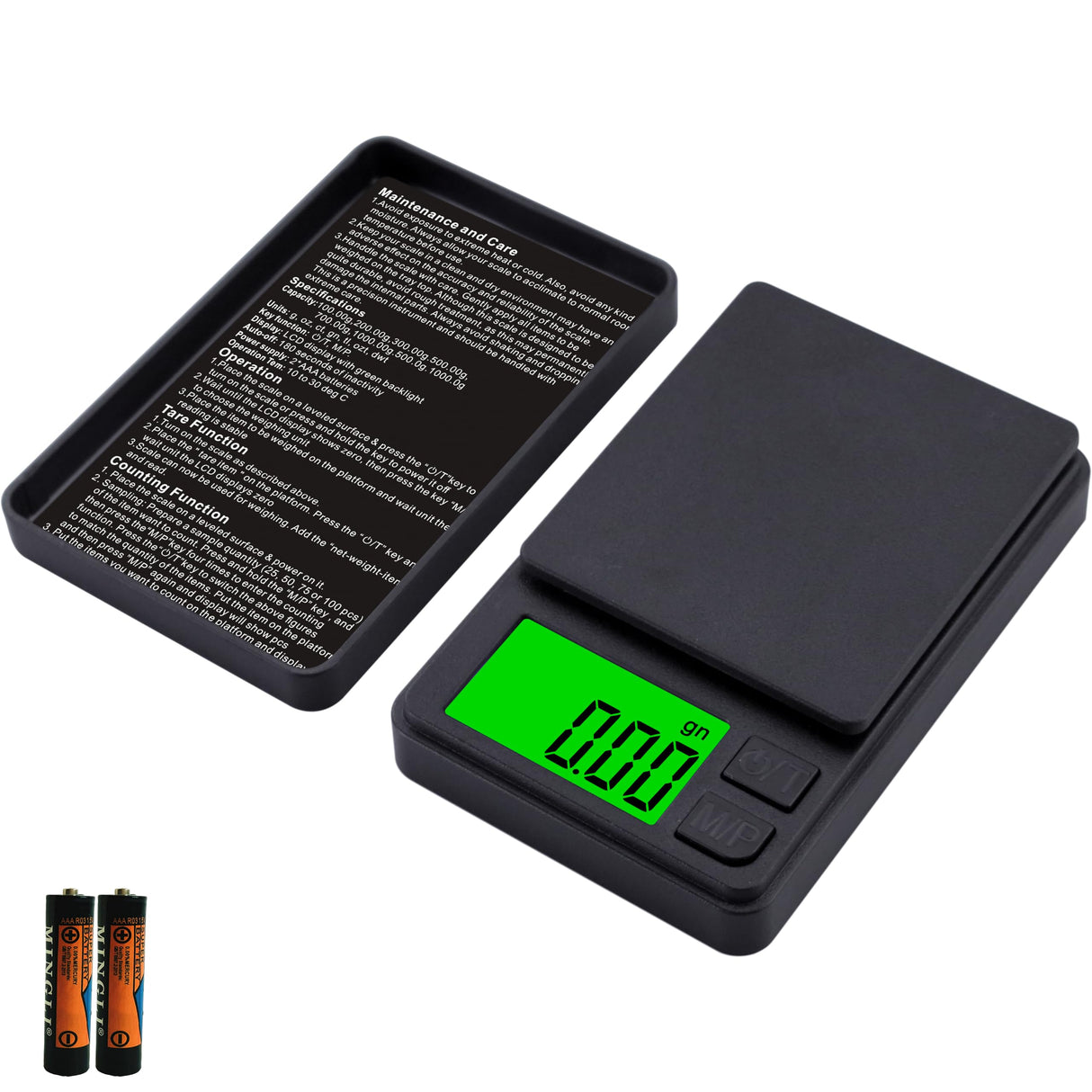 VITSOL Digital Pocket Scale 1000g x 0.01g Weigh Gram Scale, Mini Scale, Digital Grams Scale, Food Scale, Jewelry Scale, Kitchen Scale with Backlit LCD, 7 Units Tare, Battery Included, Black VITSOL