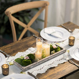 Romadedi Rustic Decorative Wood Candle Tray - 15" Wooden Long Narrow Tray Candle Holder, Farmhouse Small Trays for Coffee Table Centerpieces Dining Room Kitchen Countertop Home Decor, Whitewashed Romadedi