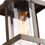 LOG BARN Pendant Lights Kitchen Island, Farmhouse Kitchen Pendant Lighting Over Island with Clear Glass, Rustic Faux Wood Pendant Light Fixtures, 5.5'' x 10.3'' LOG BARN