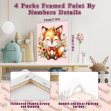 4 Pack Animal Paint by Number for Kids with Wooden Frame, Paint by Numbers for Kids Animals Ages 4-8-12, Easy Elephant Fox Sea Turtle Horse DIY Acrylic Oil Painting Kits for Home Wall Decor (8X8 inch) xackcme