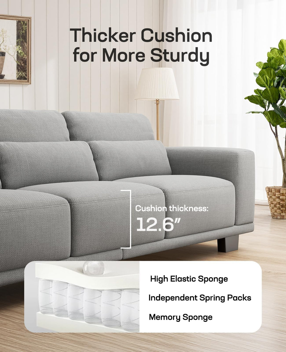 Marsail 65" Loveseat Sofa, Love Seat for Living Room, Comfy Couch with Deep Seats and Wide Armrests, Sofa Couch with Supportive Cushion and Sturdy Frame, Easy to Clean with Removable Covers, Grey Marsail
