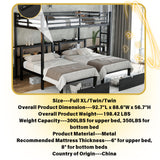 RuiSiSi Metal Triple Bunk Bed with Storage Drawers, Full XL Over Twin & Twin Bunk Beds, Multi-Functional Bunk Bed with Shelving & USB, Black RuiSiSi