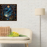 Diamond Paintings Kits for Beginners,Full Drill Night Sky Stained Glass Diamond Arts Kits for Adults,Starry Landscape Paint by Diamond,5D DIY Diamond Painting Dot Gem Art,Home Wall Decor 13.8x13.8 GXGLLPZBY