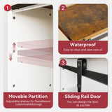 oneinmil 66” Farmhouse TV Stand, Modern Rustic Entertainment Center with Sliding Barn Door and Storage Cabinets, Metal Media TV Console with Set of Shelf for TVs up to 75”, White oneinmil