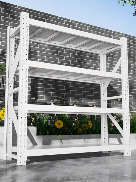 Storage Shelves Heavy Duty, Metal Garage Shelving Units, 4 Tier Storage Rack Shelf, Steel Industrial Shelving, Adjustable Standing Shelf for Basement/Warehouse (White, W59.06*D19.69*H78.74) Generic