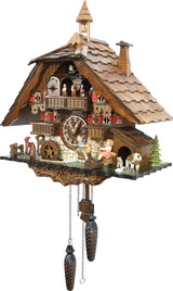 Cuckoo-Palace Large German Cuckoo Clock - The Seesaw Mill Chalet with Quartz Movement with Moving Seesaw - Black Forest Clock Cuckoo Palace