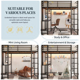 SUNLEI Loft Bed with Desk, Metal Loft Bed Twin Size with 2 Built-in Ladders, with Safety Guard,Space-Saving Bed Frame, Noise Free for Small Bedroom, Black (Twin Size) SUNLEI